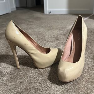 Nude Patent Leather Pumps